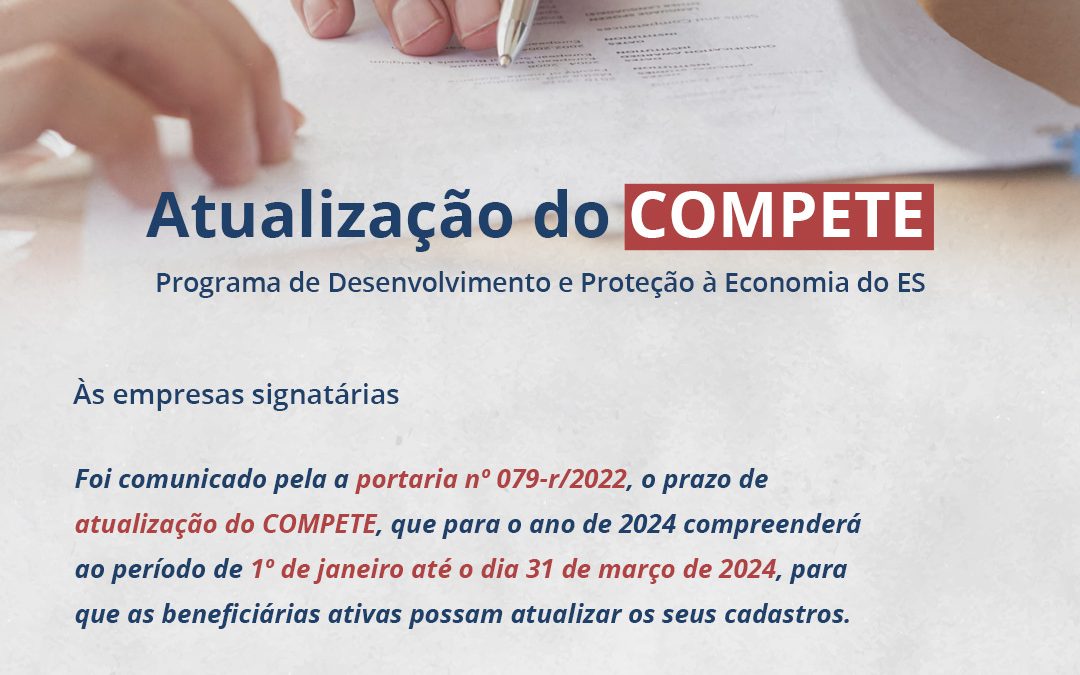 Comunicado às empresas signatárias do Compete/ES